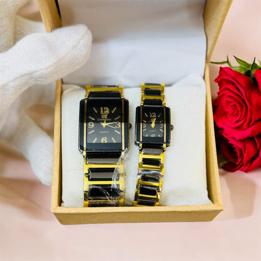 Premium Square Shape Stianless Steel Couple Watch