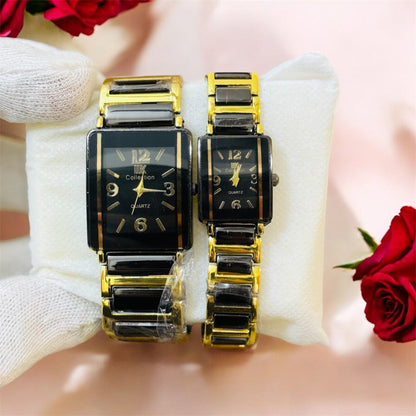 Premium Square Shape Stianless Steel Couple Watch